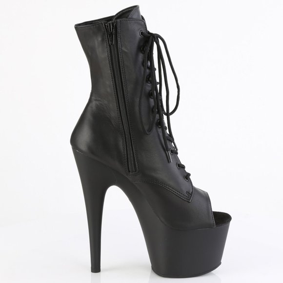 Leather Platform High Heel Lace Up Ankle Boots - Picture 5 of 5